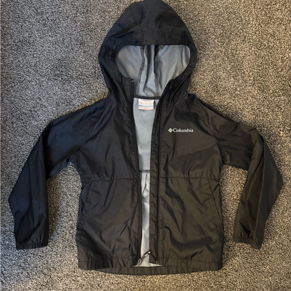 Kids black Columbia waterproof rain jacket size XS